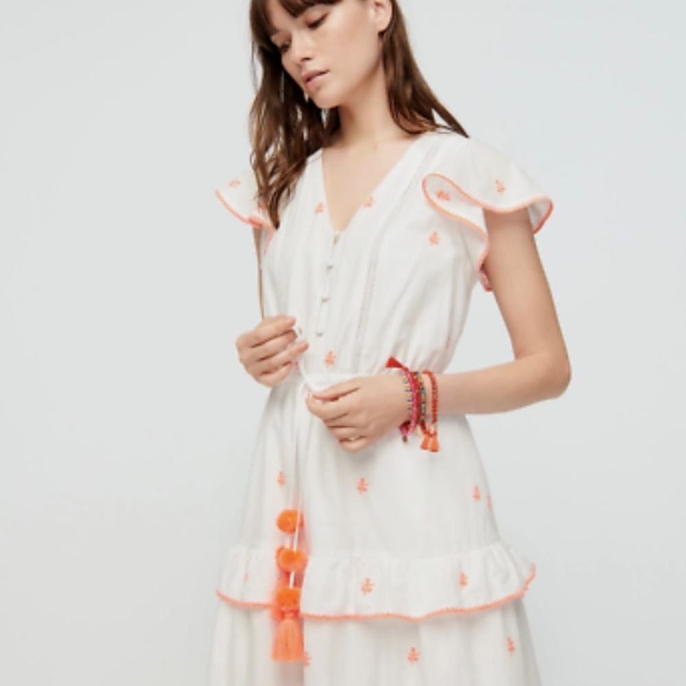 TALL EMBROIDERED MIDI DRESS IN COTTON VOILE